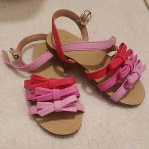 Janie And Jack Pink and Red Bow Sandals